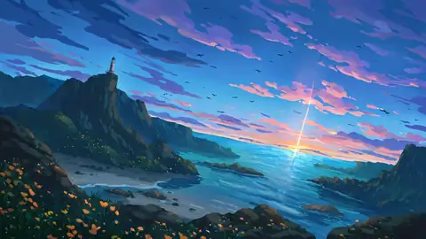 Seaside Lighthouse lofi wallpaper seaside lighthouse 1421053770