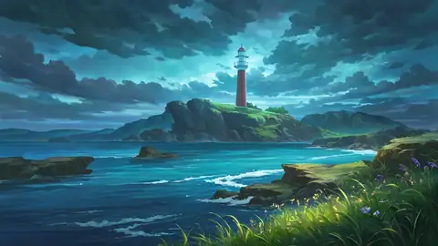 Seaside Lighthouse lofi wallpaper seaside lighthouse 1966333269