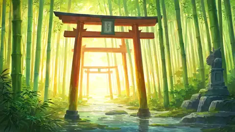 Shrine Torii lofi anime wallpaper preview
