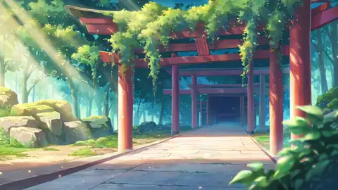 Shrine Torii — Japanese aesthetic lofi wallpaper, 4K