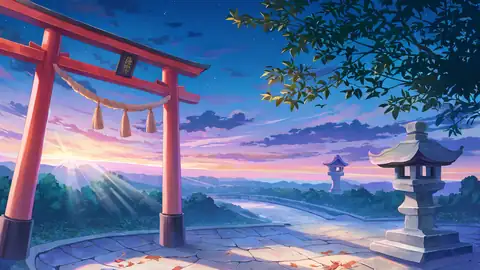 Shrine Torii — Japanese aesthetic lofi wallpaper, 4K