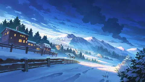 Snowy Mountain Village lofi wallpaper snowy mountain village 0160504781