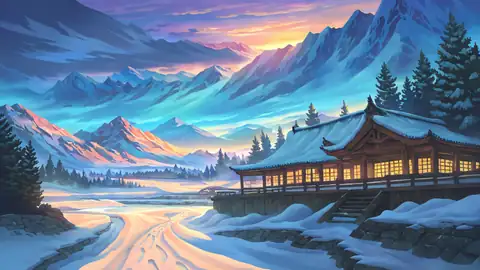 Snowy Mountain Village lofi wallpaper snowy mountain village 0588766809