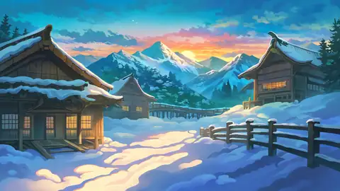 Snowy Mountain Village lofi wallpaper snowy mountain village 0652420844
