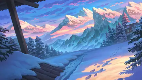 Snowy Mountain Village lofi wallpaper snowy mountain village 0943620707