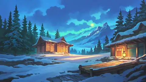 Snowy Mountain Village lofi wallpaper snowy mountain village 1084120478