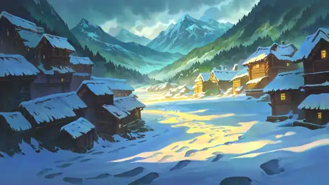 Snowy Mountain Village lofi wallpaper snowy mountain village 1285029148