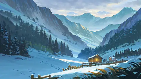 Snowy Mountain Village lofi wallpaper snowy mountain village 1437631251