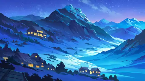 Snowy Mountain Village lofi wallpaper snowy mountain village 1612440947