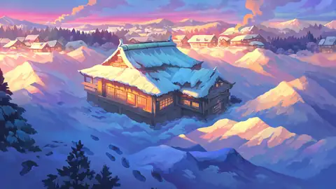 Snowy Mountain Village lofi wallpaper snowy mountain village 1648710306
