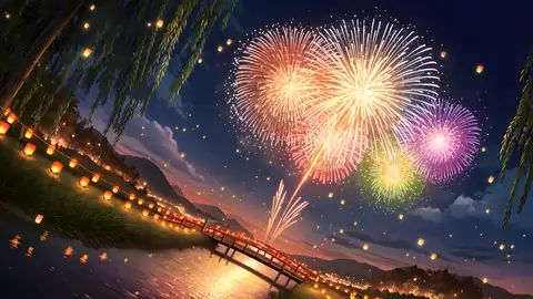 Summer Fireworks River lofi wallpaper summer fireworks river 0357632257