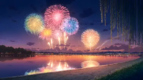 Summer Fireworks River lofi wallpaper summer fireworks river 0503772758