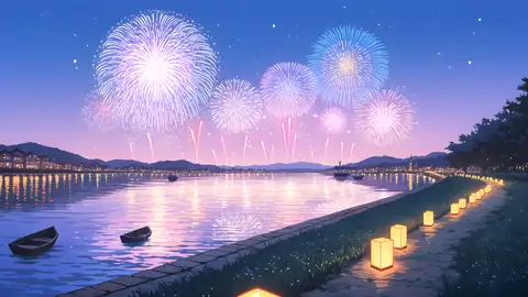 Summer Fireworks River lofi wallpaper summer fireworks river 0955138543