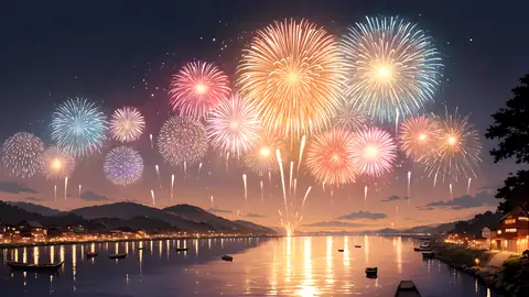 Summer Fireworks River lofi wallpaper summer fireworks river 1458367419