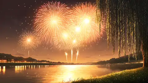 Summer Fireworks River lofi wallpaper summer fireworks river 1516606662