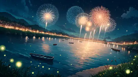 Summer Fireworks River lofi wallpaper summer fireworks river 2017056228