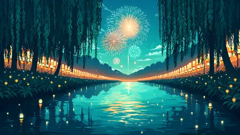 Summer Fireworks River lofi wallpaper summer fireworks river 2058745310