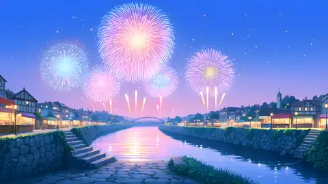 Summer Fireworks River lofi wallpaper summer fireworks river 2128084258