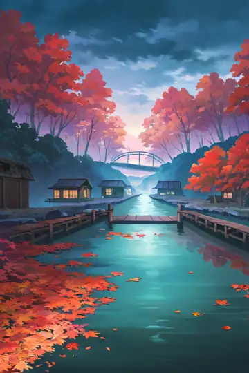Autumn Maple Village lofi wallpaper autumn maple village 0674362852