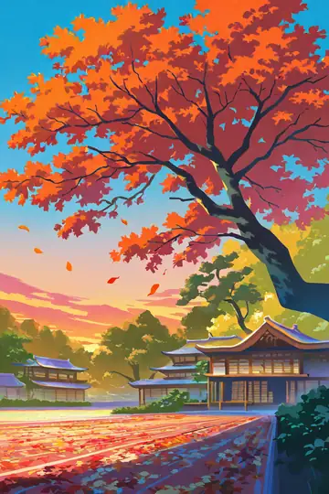 Autumn Maple Village lofi wallpaper autumn maple village 0904648200