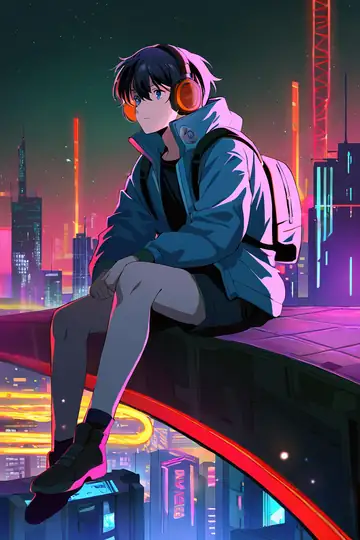 Cyberpunk Boy Rooftop lofi wallpaper cyberpunk boy rooftop 0023348111