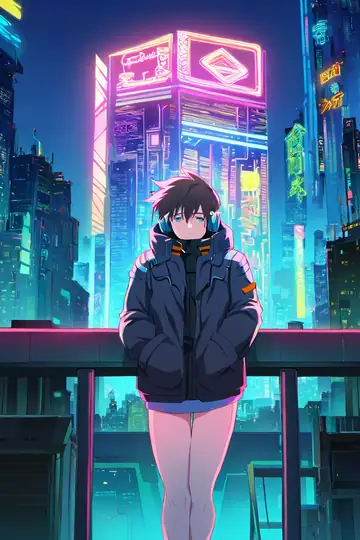 Cyberpunk Boy Rooftop lofi wallpaper cyberpunk boy rooftop 0025240861