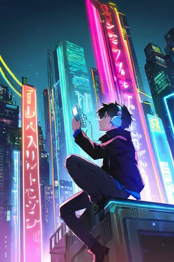 Cyberpunk Boy Rooftop lofi wallpaper cyberpunk boy rooftop 0142563225