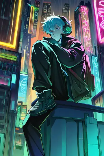 Cyberpunk Boy Rooftop lofi wallpaper cyberpunk boy rooftop 0282446016