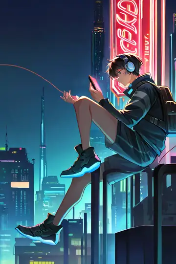 Cyberpunk Boy Rooftop lofi wallpaper cyberpunk boy rooftop 0411170344