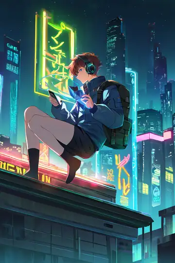 Cyberpunk Boy Rooftop lofi wallpaper cyberpunk boy rooftop 0413736414