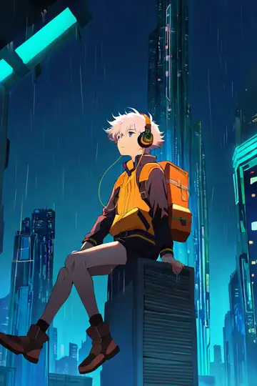 Cyberpunk Boy Rooftop lofi wallpaper cyberpunk boy rooftop 0919518752