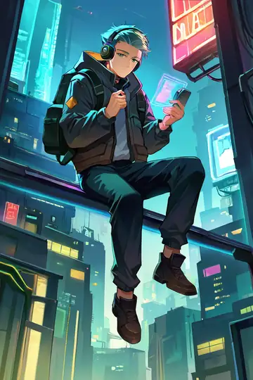 Cyberpunk Boy Rooftop lofi wallpaper cyberpunk boy rooftop 1108100290