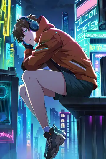 Cyberpunk Boy Rooftop lofi wallpaper cyberpunk boy rooftop 1565188178