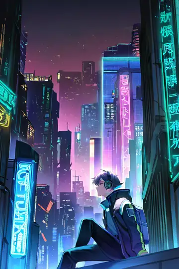 Cyberpunk Boy Rooftop lofi wallpaper cyberpunk boy rooftop 1889764338