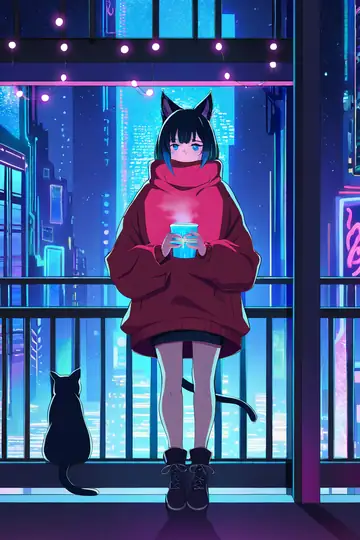 Cyberpunk Girl Balcony lofi wallpaper cyberpunk girl balcony 0242984389