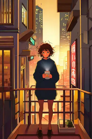 Cyberpunk Girl Balcony lofi wallpaper cyberpunk girl balcony 0365717671