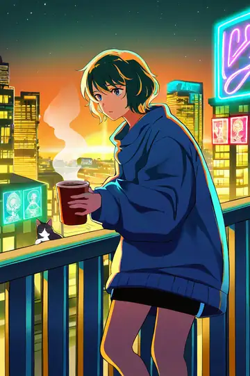 Cyberpunk Girl Balcony lofi wallpaper cyberpunk girl balcony 0485136504