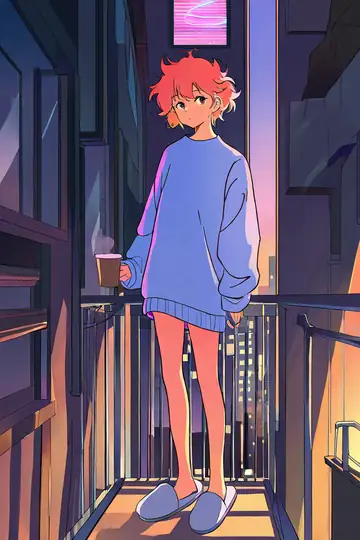 Cyberpunk Girl Balcony lofi wallpaper cyberpunk girl balcony 0639389182