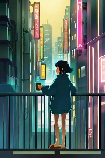 Cyberpunk Girl Balcony lofi wallpaper cyberpunk girl balcony 0758804990