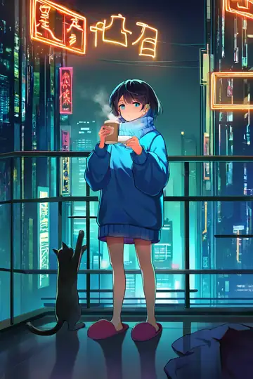 Cyberpunk Girl Balcony lofi wallpaper cyberpunk girl balcony 0936652511