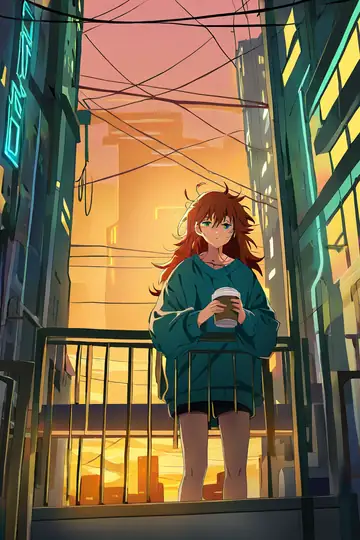 Cyberpunk Girl Balcony lofi wallpaper cyberpunk girl balcony 0977050227