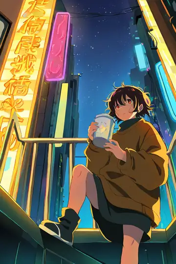 Cyberpunk Girl Balcony lofi wallpaper cyberpunk girl balcony 1153777352