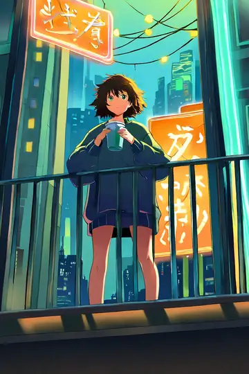 Cyberpunk Girl Balcony lofi wallpaper cyberpunk girl balcony 1462389460