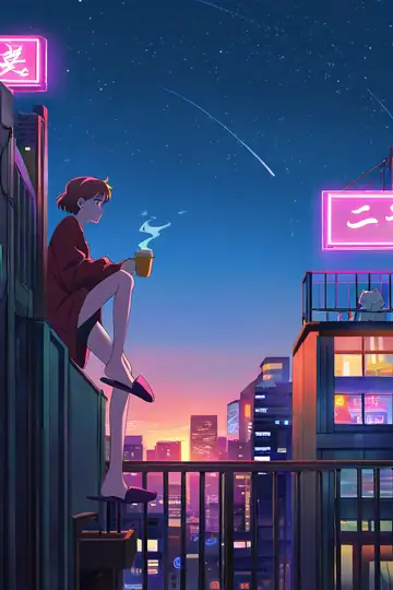 Cyberpunk Girl Balcony lofi wallpaper cyberpunk girl balcony 2125266137