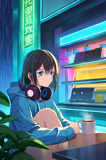 Cyberpunk Girl Neon Cafe lofi wallpaper cyberpunk girl neon cafe 0364925708
