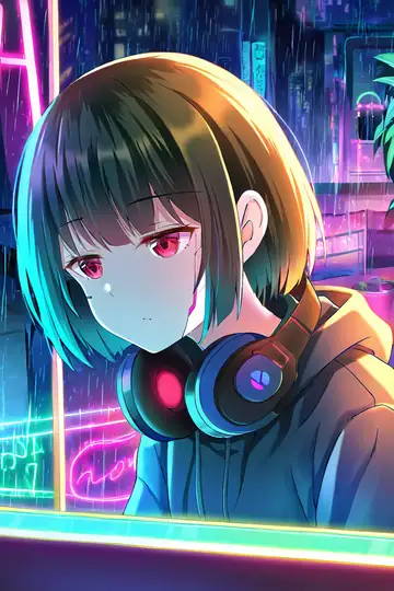 Cyberpunk Girl Neon Cafe lofi wallpaper cyberpunk girl neon cafe 0587913919