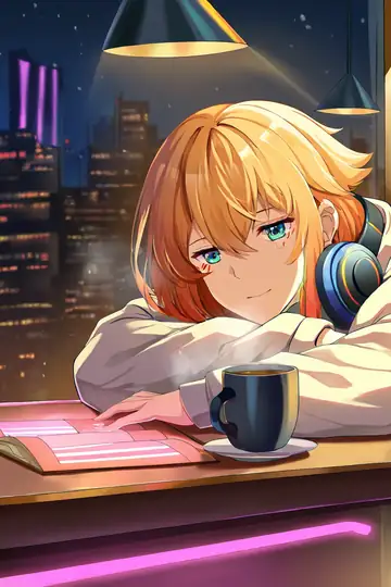 Cyberpunk Girl Neon Cafe lofi wallpaper cyberpunk girl neon cafe 0876109416