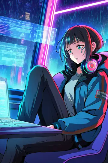 Cyberpunk Girl Neon Cafe lofi wallpaper cyberpunk girl neon cafe 1106654789
