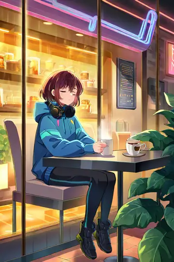Cyberpunk Girl Neon Cafe lofi wallpaper cyberpunk girl neon cafe 1252792262