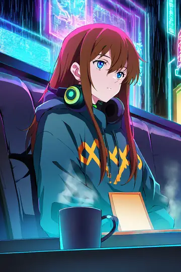 Cyberpunk Girl Neon Cafe lofi wallpaper cyberpunk girl neon cafe 1483927969